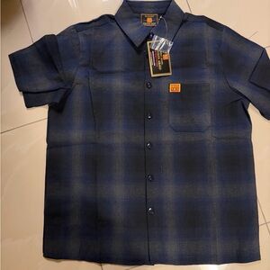 PB County Navy Checker Short Sleeve Button-Up Shirt NWT
